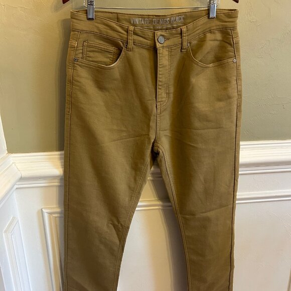 Men's Vintage Genes Black  Slim Fit Tan Jeans 32"Wx30"L - Picture 1 of 9
